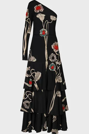 JOHANNA ORTIZ Peace Poetry One-Shoulder Tiered Maxi Dress