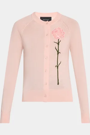 Simone Rocha Carnation Merino Wool Crewneck Cardigan