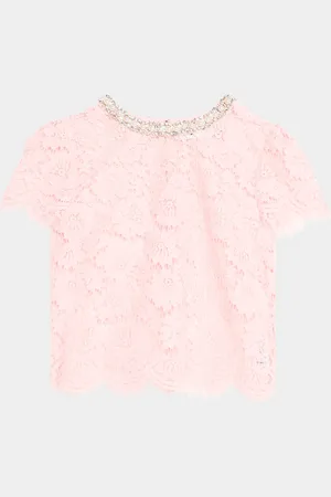 Self-Portrait Embellished Sheer Lace Top