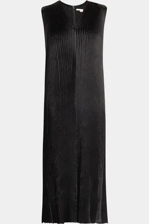 Jason Wu Pleated Satin Laser-Cut Trapeze Dress