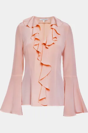 Santorelli Sydney Ruffled Silk Blouse