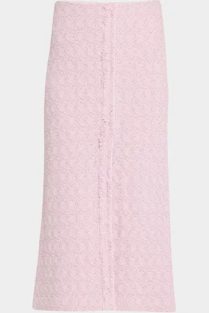 ST. JOHN Textured Honeycomb Stretch Slit Midi Skirt