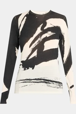 Jason Wu Abstract Long Sleeve Merino Wool Sweater