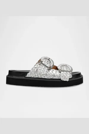 MARC FISHER Woven Leather Dual-Buckle Sporty Sandals