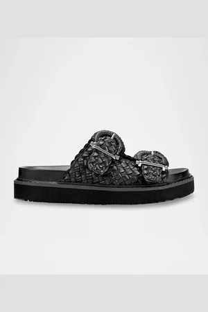 MARC FISHER Woven Leather Dual-Buckle Sporty Sandals