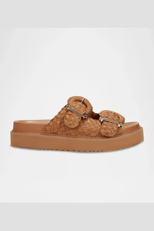 MARC FISHER Woven Leather Dual-Buckle Sporty Sandals