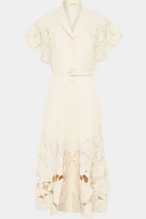 LEO LIN Aubrey Floral-Embroidered Midi Shirtdress