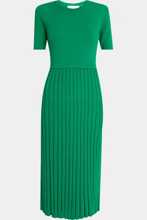 ELIE TAHARI The Vesper Pointelle Ribbed Midi Sweater Dress