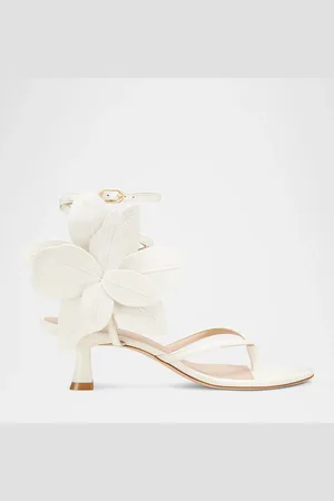 Stuart Weitzman Paradise 50 Flower Leather Kitten Sandals