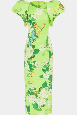 LEO LIN Lucinda Puff-Sleeve Column Maxi Dress