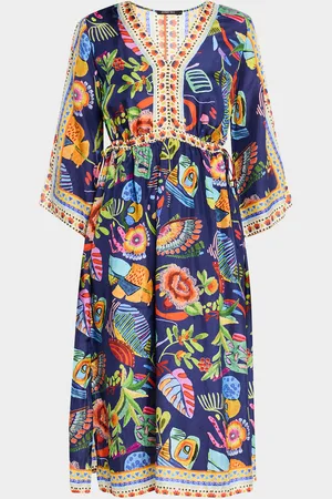 JOHNNY WAS Saskia Floral-Print Silk Midi Dress
