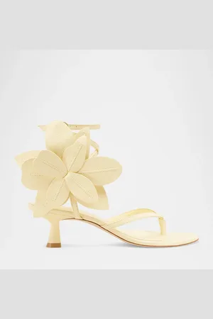 Stuart Weitzman Paradise 50 Flower Leather Kitten Sandals