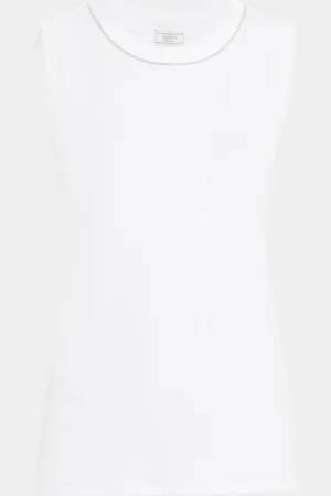 PESERICO SIGN Ribbed Beaded Crewneck Tank