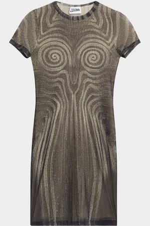 Jean Paul Gaultier Spiral Body Morphing-Print Mesh Mini Dress