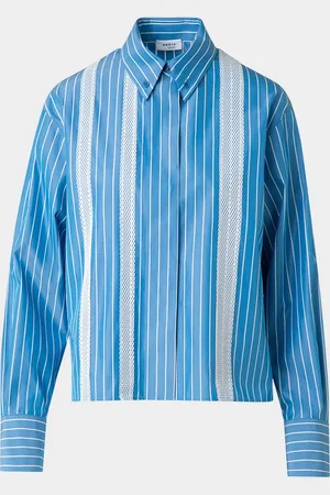 AKRIS Striped Cotton Poplin Button-Down Shirt