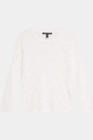 Eileen Fisher Crewneck Open-Knit Organic Cotton Sweater