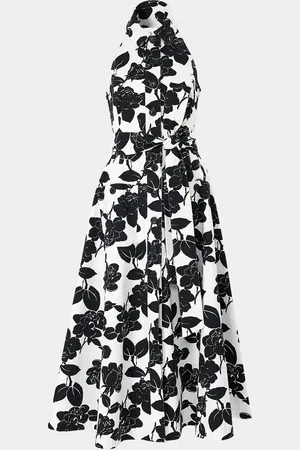 Carolina Herrera Collared Halter Button-Front Midi Dress