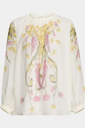 Giambattista Valli Floral-Print Long-Sleeve Chiffon Blouse