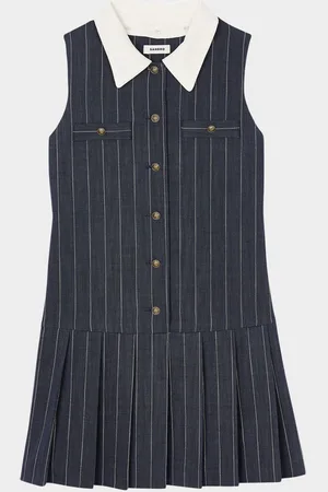 Sandro Dolla Pinstriped Drop-Waist Mini Dress