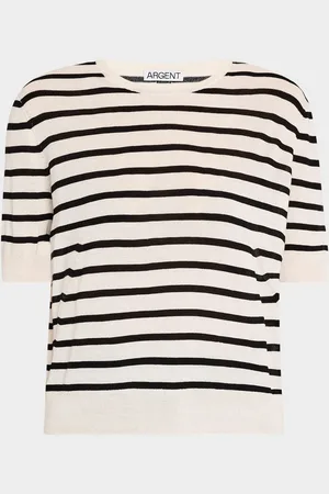 Argent Striped Wool-Silk Knit Top