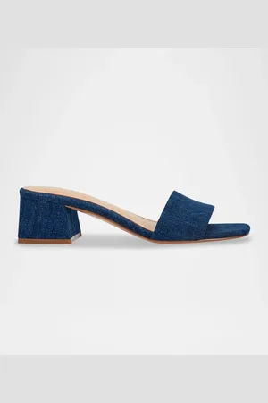 MARC FISHER Denim Block-Heel Mule Sandals