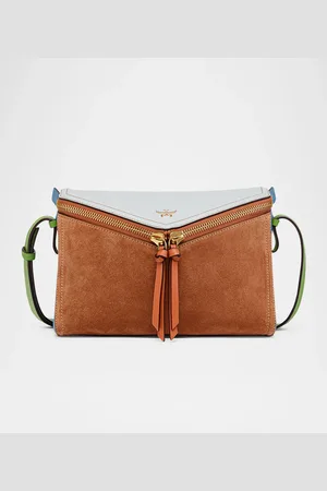 MCM 3D Diamond Colorblock Suede Shoulder Bag