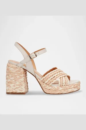 MARC FISHER Raffia Crisscross Ankle-Strap Platform Sandals