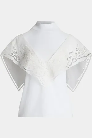 Ralph Lauren Hollins Lace-Ruffle Cotton Voile Top