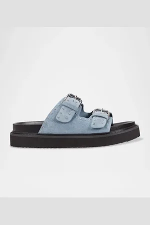 MARC FISHER Agusta Micro Stud Leather Dual-Buckle Sandals