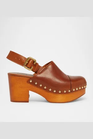 Chloé Jeannette Leather Slingback Platform Clogs