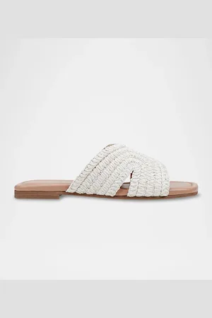 MARC FISHER Narda Woven Raffia Flat Slide Sandals