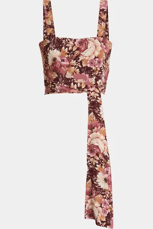 Chloé Rose Print Cropped Silk Top
