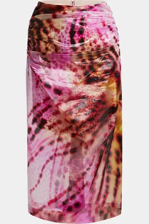 DRIES VAN NOTEN Sami Printed Drape Midi Skirt