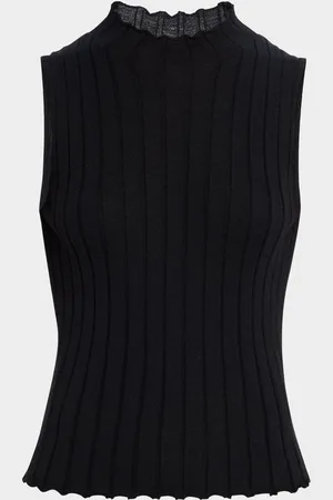 Guest In Residence Rib Mock-Neck Cashmere Shell