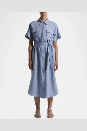 PESERICO SIGN Chain-Trim Linen Midi Shirtdress