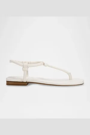 MARC FISHER Tubular Leather T-Strap Flat Sandals