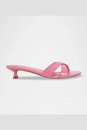 MARC FISHER Patent Crisscross Kitten Slide Sandals