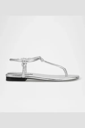 MARC FISHER Tubular Leather T-Strap Flat Sandals