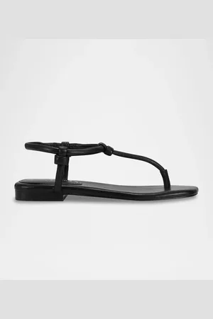 MARC FISHER Tubular Leather T-Strap Flat Sandals