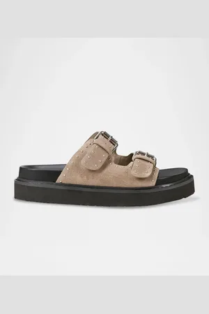 MARC FISHER Agusta Micro Stud Leather Dual-Buckle Sandals