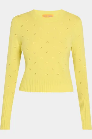 Guest In Residence Shrunken Pointelle Crewneck Cashmere Pullover