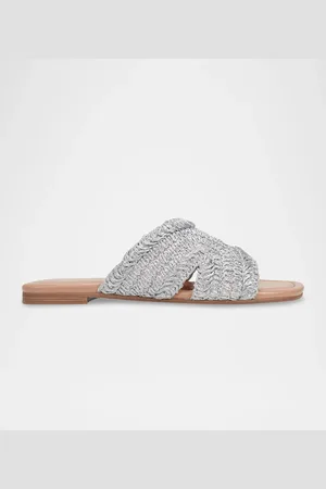 MARC FISHER Narda Woven Raffia Flat Slide Sandals
