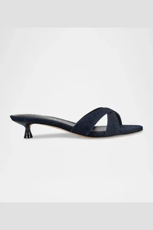 MARC FISHER Denim Crisscross Kitten Slide Sandals
