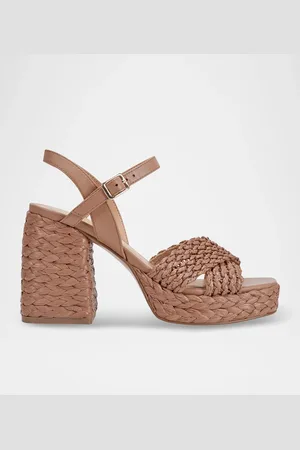 MARC FISHER Raffia Crisscross Ankle-Strap Platform Sandals