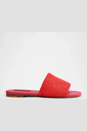 SIMON MILLER Salerno Raffia Flat Slide Sandals
