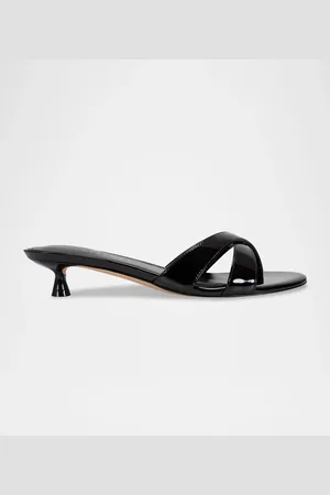 MARC FISHER Patent Crisscross Kitten Slide Sandals