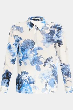 ALICE+OLIVIA Willa Floral Placket Top