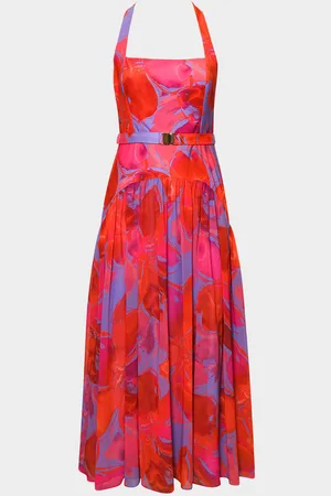 Hutch Aza Pleated Floral-Print Halter Maxi Dress