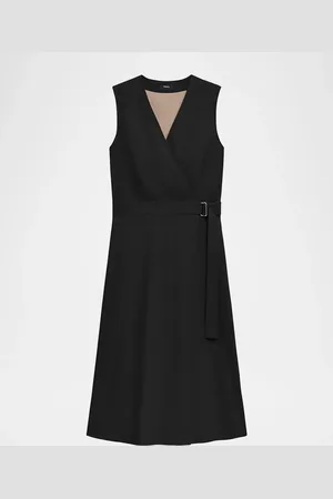 THEORY A-Line Crunch Linen Wrap Dress