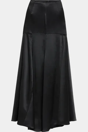 Simone Rocha Drop-Waist Slit Bias Silk Maxi Skirt
